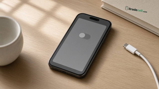 An iPhone on a desk with a settings toggle switched off